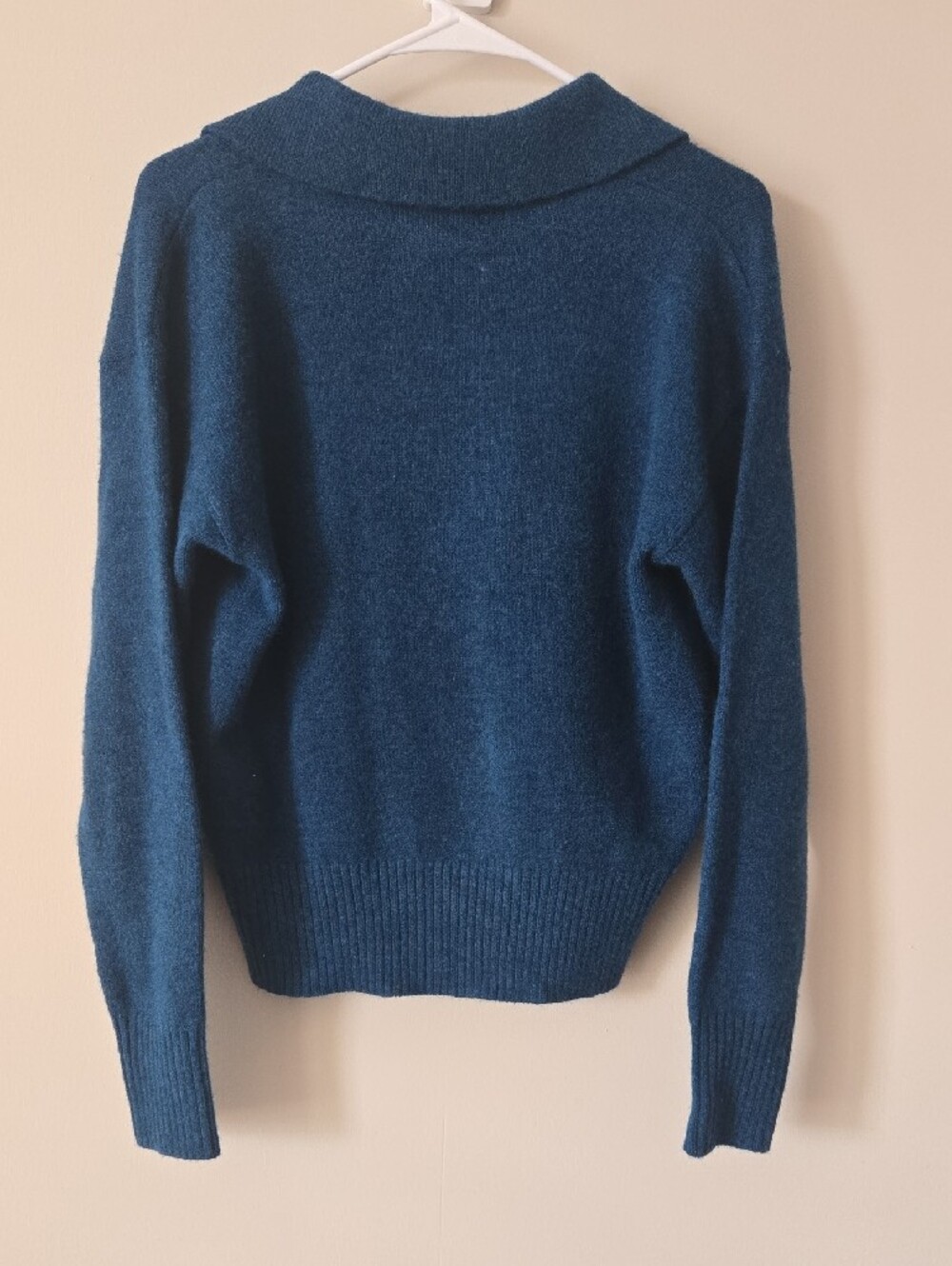 Elan Deep Teal Collared V-Neck Sweater - Picture 4 of 7